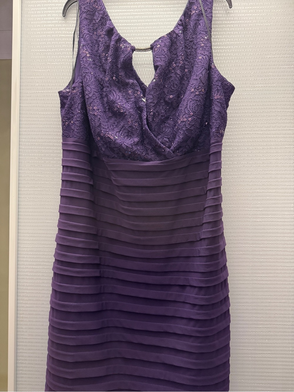 Avenue Purple Lace Bodice Tiered Midi Dress